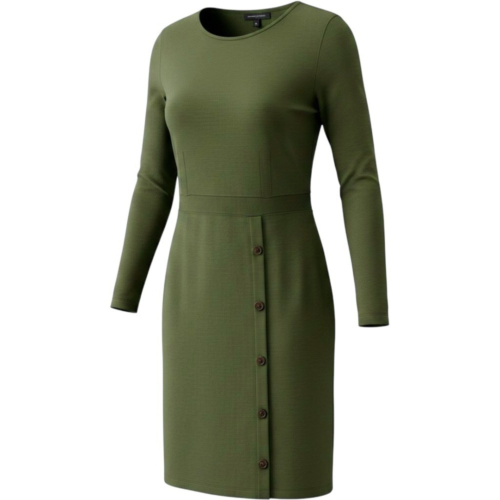 Banana Republic Olive Green Long Sleeve Button Trim Sweater Dress Medium